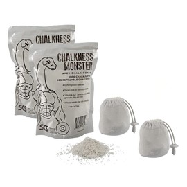 Gym Chalk Bag - 2 Pack Resealable Bags (7 Ounces Total) - Easy Grip, Moisture Absorbing - Gymnastics, Rock Climbing, Powerlifting, Weightlifting, and more - Refillable Workout Gym Chalk Bag.