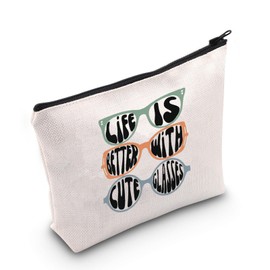 JNIAP Optician Gift Life is Better With Cute Glasses Cosmetic Bag Dispensing Opticians Gift (cute glasses Bag)