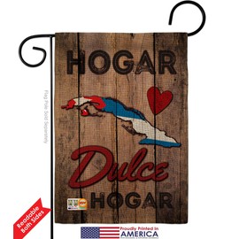 Ornament Collection GS191167-DB-02 Country Cuba Hogar Dulce Burlap Flags of The World Nationality Impressions Decorative Vertical 13" x 18.5" Double Sided Garden Flag Set Metal Wall Hanger Hardware