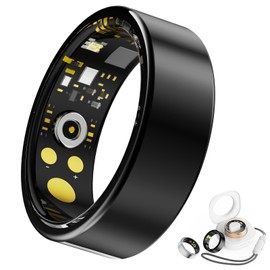 Smart Ring Health Tracker for Women Men, Fitness Ring with Steps, Distance & Calorie Count, Fitness Tracker with Sleep, Heart Rate, Blood Oxygen Real Time Monitor, IP68 Waterproof (Black, 11#)