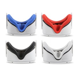 LEABBY 4Pcs VR Silicone Face Cover for Oculus Quest 2, Light-Thin, Waterproof, Anti-Dirty Replacement Facial Cushion VR Pads Accessories (Black+Red+Gray+Blue)