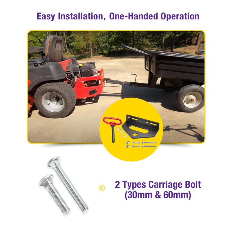 HOWBOW Zero Turn Mower Trailer Tow Hitch Kit, 1/4" Heavy