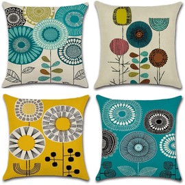 JOYAIYI Nordic Sunflower Flax Cushion Cover Stylish Classic Sofa Back Cover Body Pillow for Car Interior Decoration Wedding Gift Present Decorative Pillowcase Room Decoration (Abstract Flower)