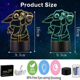 QQAAMZ Anime 3D Yoda Lamp LED Night Light Action Doll Toy Model Doll Colourful USB Lamp Decoration Bedroom Touch Writing Toy for Children Yoda Baby Gift