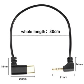 XMSJSIY Type C to 2.5mm Audio Cable USB C Male to 2.5mm TRS 3 Pole Male AUX 90 Degree Right Angle Headphone Jack Replacement Extension Cable Gold Connector Plated- 29cm/11inch 2Pcs