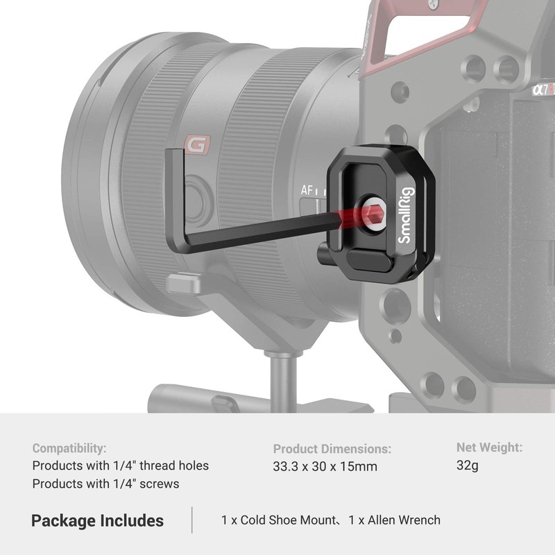 SMALLRIG Cold Shoe Mount with Safety Release, 1/4 Screw or