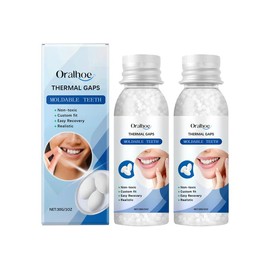 Oralhoe [Oralhoe] moldable dental gel denture，Moldable Dental Gel DenturesTemporary Fillings Cavities and Teeth FillingsTemporary Tooth Filling Denture Kit Oral falsetooth fake Resin - Specification: 2 bottle