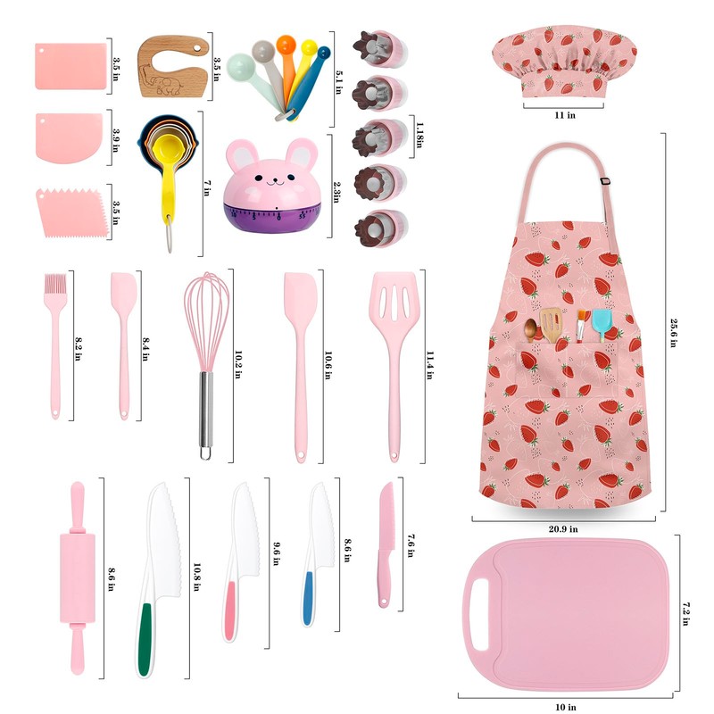 33 Pieces Kids Cooking Sets Real, Kids Chef Role Play
