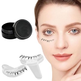 2 Pcs Lower Eyelash Stamps, Reusable Silicone Bottom Eyelash Stamp Kit With Mascara Imprint Station, DIY Right Left Lower Lashes Extensions Natural Look for Eye Makeup Tool(Black)