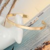 Aobei Pearl Minimalist 18K Gold Brushed Thin Cuff Bangle Bracelet