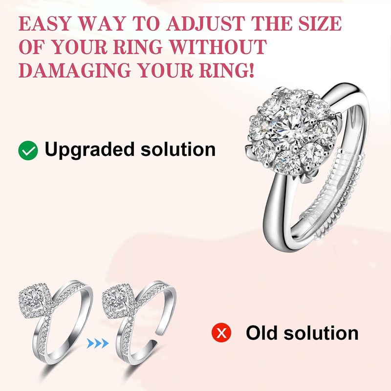 Ring Sizer for Loose Rings, 12 Pack 4 Sizes, Invisible