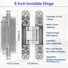 XMZ-DDUP 2Pcs 6 inch Hidden Door Hinges -Invisible Hinges for