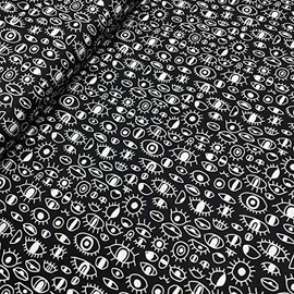 Kt KILOtela - Patchwork Fabric Digital Print 100% Cotton 100cm Length x 140cm Width | Eyes - Black, White