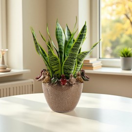 Tuioyoc 10.4 Inch Plant Pot, Ceramic Planter with Drainage Hole and Silicone Plug, Flower Pot with Ceramic Birds on Rim, Reactive Glaze, for Indoor Outdoor Plants Home Garden Patio Office