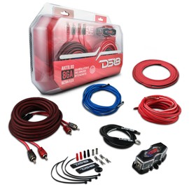 DS18 AKIT8.RD 8-GA Amplifier Installation Wiring Kit - Up to 840W Max, ANL Fuse Holder with 60A, Speaker & RCA Cables, CCA Amplifier Wiring Kit, Ultra Flex Wire, Amp Wire Kit 8 Gauge - Red