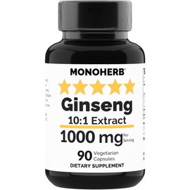 MONOHERB Ginseng Extract 1000 mg - 90 Vegetarian Capsules