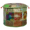 Stylo Culture Cotton Patchwork Embroidered Pouffe Stool Ottoman Stool Pouf