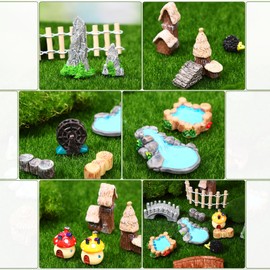25 Pcs Fairy Garden Kit Miniatures Accessories Resin Landscape Ornaments Miniature House for DIY Craft Garden Succulent Christmas Dollhouse Succulent Decor