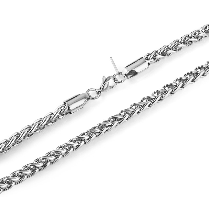 HZMAN 3.0 mm Stainless Steel Wheat Chain Necklaces for Men
