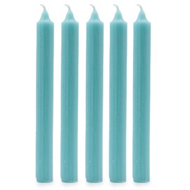 Solid Colour Dinner Candles, Pack of 5 Handmade Candles 20cm x 2cm Rustic Look Bistro Style Taper Candles (Rustic Aqua)
