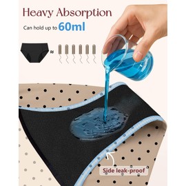 Gemfit Period Underwear for Women Heavy Flow - Seamless High Waisted Leakproof Absorbent Incontinence Postpartum Washable Protective Breathable Briefs 3 Pack, Stripe + Flower + Dot, Small