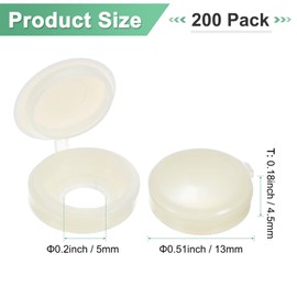 M METERXITY 200-Pack Plastic Hinged Screw Cover Caps, 5mm Shutter Screws with Caps, Fold Snap Washer Covers, Washer Flip Protection Covering M3 M4 M5 Screws Heads [Beige]