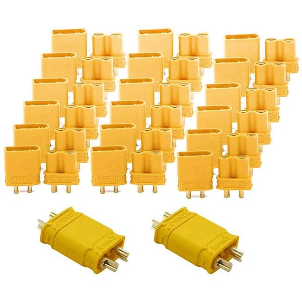FLY RC 20 Pairs Amass XT30U (XT30 Upgrade) Male Female Bullet Connectors Power Plugs for RC Lipo Battery