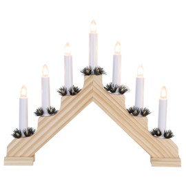 Star Trading 28610-12" x 14.5" 7 Light Electric Natural Wooden Ada Swedish Candelabra/Candlestick
