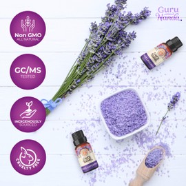 GuruNanda Lavender Essential Oil - Pure Therapeutic Grade Oil for Stress Relief, Calm and Relaxed Sleep, Soothing Oil for Diffuser, 15 ml