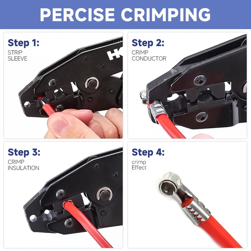 Spark Plug Wire Crimping Tool Kit for Ignition Cables, Ratcheting