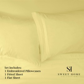 1500 Supreme Collection Twin Sheet Sets Pale Yellow - 3 Piece Bed Sheets and Pillowcase Set for Twin Mattress - Extra Soft, Elastic Corner Straps, Deep Pocket Sheets, Twin Pale Yellow