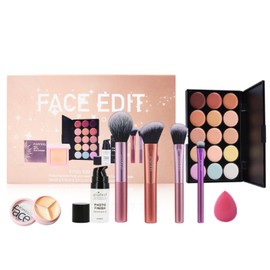 All in One Makeup Set, Face Makeup Gift Set, Complete Make Up Kit with 15 Colours Contouring Concealer Palette, Makeup Brushes, Face Primer, Cosmetic Cream Contour for Women Beauty