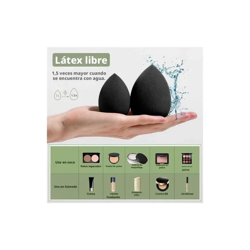 14 Huevos De Maquillaje De Esponja Negros (con Caja)