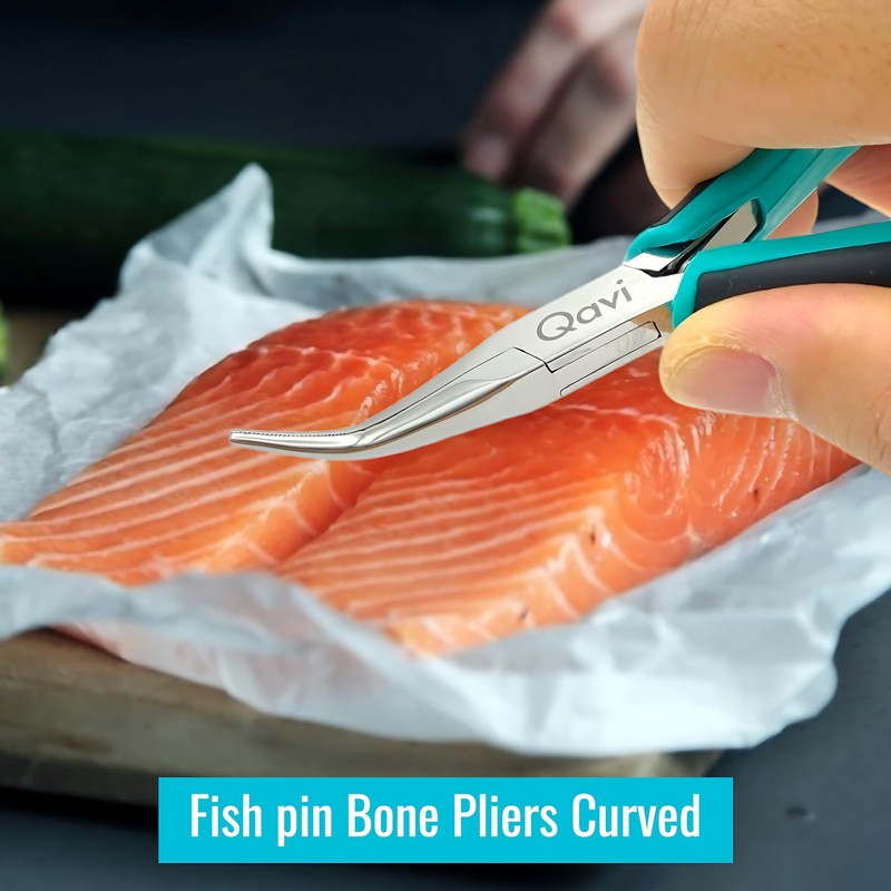 Fish Bone Pliers/Tweezers Curved, High Grade Stainless Steel Polished (14cm)