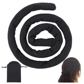 Spiral Lock Hair Tie Dreadlock Bendable Ties Locs Accessories Bands Iron Wire Embedded Loc For Thick Curly Hair Women and Men Ponytail Holders Long. (ฺBlack)