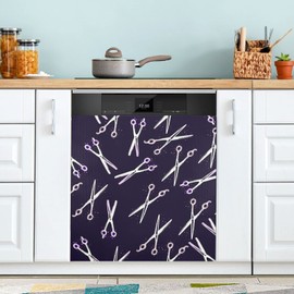 Oyihfvs Great Fish Skeletons Seamless On Black Dishwasher Fridge Sticker Magnetic Door Front Cover, Reusable Refrigerator Magnet Sheet Kitchen Appliances Decor 23"x 26"