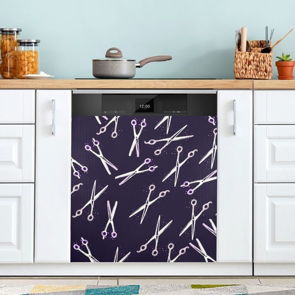 Oyihfvs Great Fish Skeletons Seamless On Black Dishwasher Fridge Sticker
