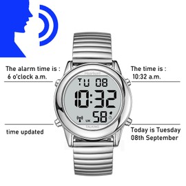 Hearkent Atomic Digital Talking Watch British English Speaking Pleasant Voice Big Numbers Radio-conrtolled Watch for Elderly Or Blind People