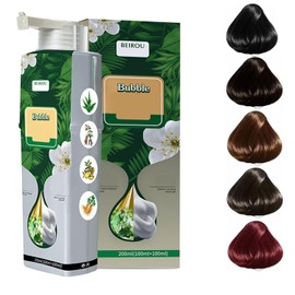 Pure Plant Extract Hair Dye Shampoo for Grey Hair Color, Huang Yi Bubble Dye (Wine Red)