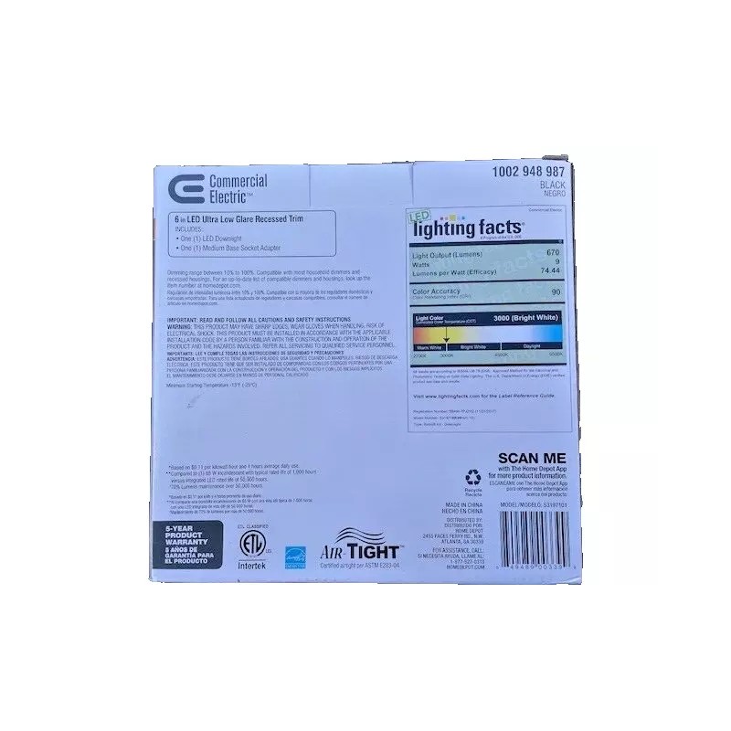 Commercial Electric CE 6 inch LED Ultra Low Glare Recessed