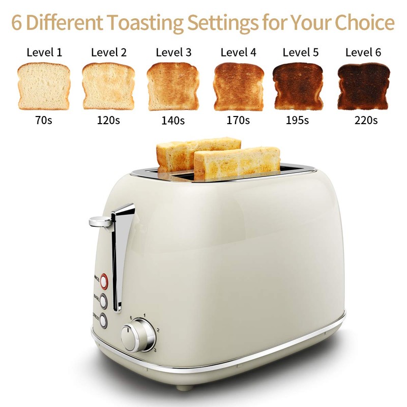 Toasters 2 Slice Retro Stainless Steel Toasters with Bagel, Cancel,