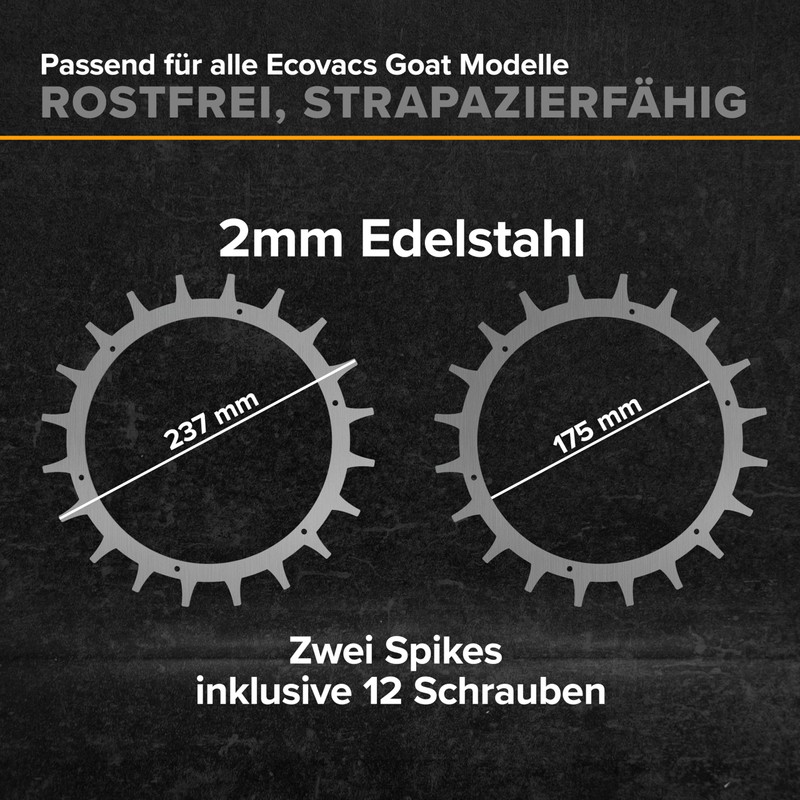 ROBO CLAWS Spikes for Ecovacs GOAT Robotic Lawnmower - Stainless