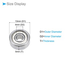 CoCud Deep Groove Ball Bearings, 624ZZ Model 4mm x 13mm x 5mm Double Shield Chrome Steel Bearing - (Applications: for Motors Machine Tool Gearboxes Use), 5-Pieces