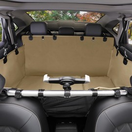 Furri&Me Dog Car Seat Cover, Back Seat Cover for Dogs Pet Car Seat Protector 400lbs Capacity Waterproof Non-Slip Bench Hard Bottom Car Seat Cover for Most Cars Trucks SUVs(Tan)