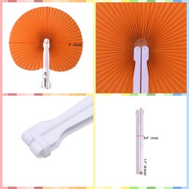 Bestage 12 Pieces Folding Hand Paper Fans Handheld,Orange Round Foldable Decorative Wedding Fans Chinese and Japanese Fans Bulk for Bridal Guest Church Party Favors Dancing Birthday DIY