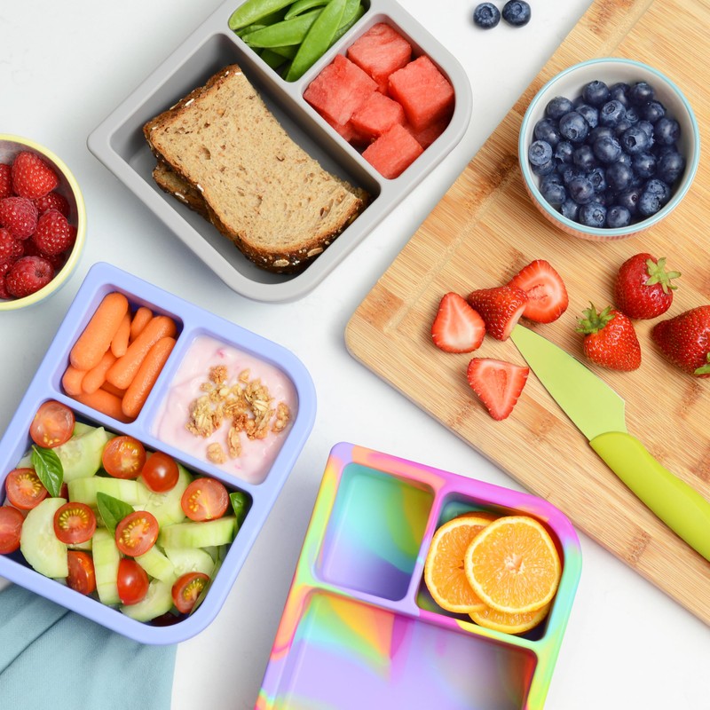 PrimaStella Unbreakable Silicone Lunch Box for Kids and Adults -