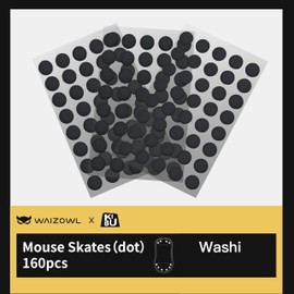 KIBU Gear Replacement Mouse Soles, High-Capacity, High-Purity UPE, Round Edge Processing, Gaming Mouse Feet, Pro-Grade, Replacement Consumables (Washi (Dot, 6.6mm, 160 particles))