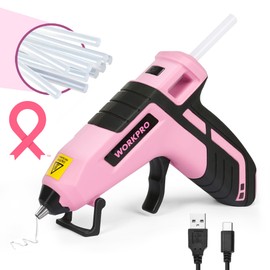 WORKPRO 3.6V Cordless Hot Glue Gun (Upgrade), Fast Preheating, Smart Power-Off, USB-C Rechargeable Glue Gun, Less-drip Hot Glue Gun Kit with 20 Pcs Premium Mini Glue Sticks for DIY, Crafting and Arts