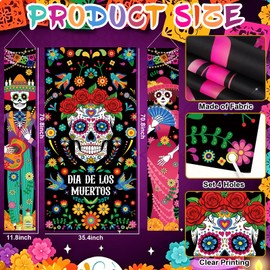 3Pcs Day of the Dead Door Cover Dia De Los Muertos Party Door Decorations