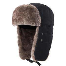 (konekutairu) connectyle Outdoor Unisex Winter Warm Flight Hat Pillow with Aviator Cap Warm Hat Mask with Windproof bonba-hatto - blk